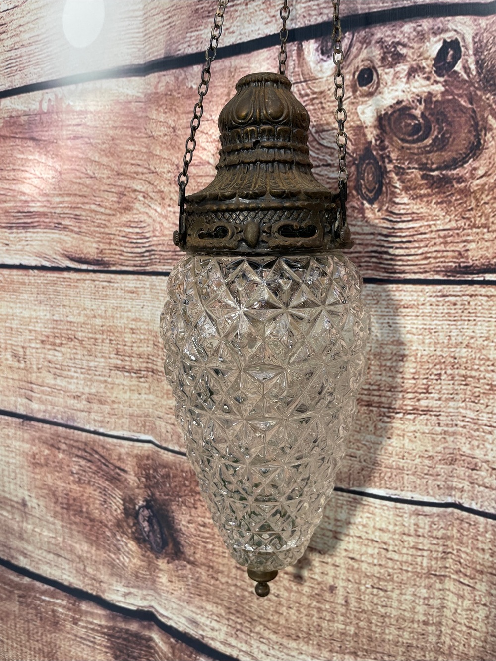 Vintage MCM swag pineapple cut lamp